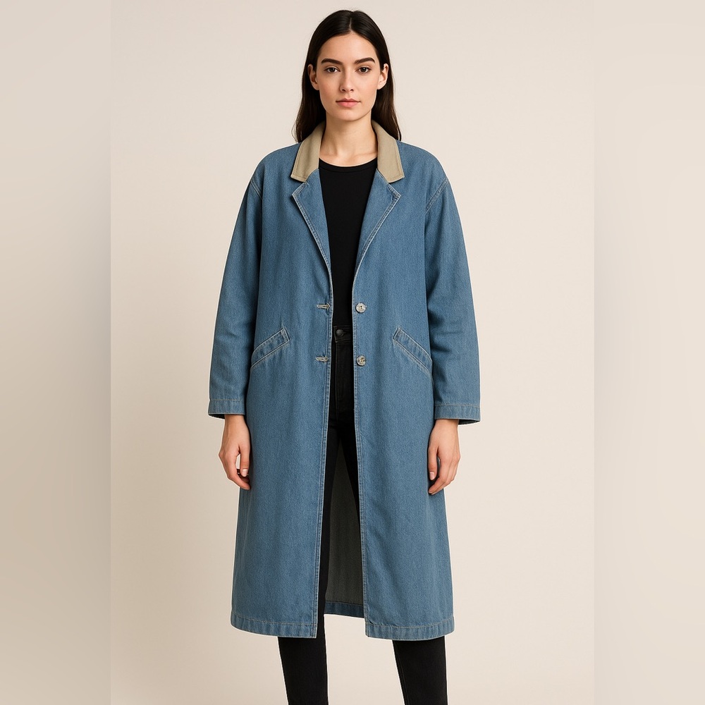Vintage Desperado Denim Trench Coat / Long Shacket – Size Medium – Made in USA